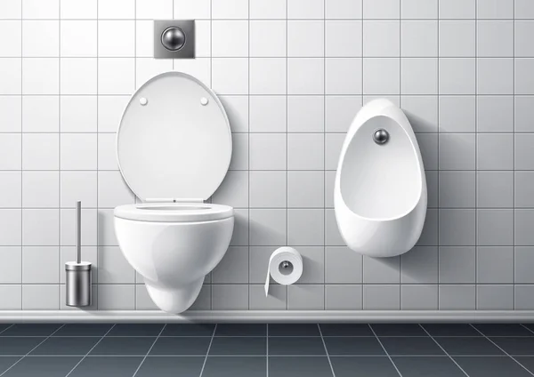 Διανυσματικό ρεαλιστικό σύγχρονο δωμάτιο τουαλέτας παράδοση μπολ — Διανυσματικό Αρχείο