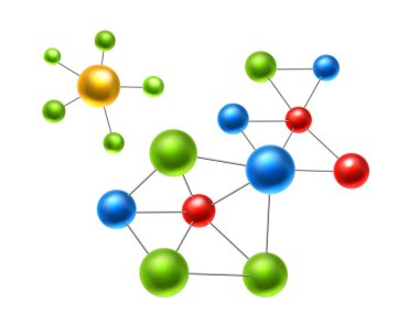 Vector realistic atomic molecule, 3d atoms set clipart
