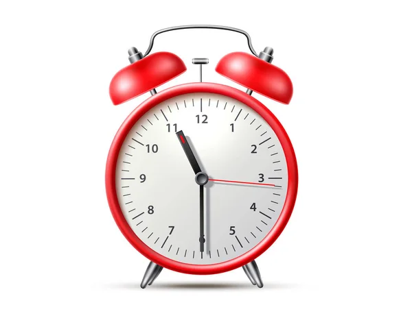Vector reloj despertador clásico rojo con campana — Archivo Imágenes Vectoriales