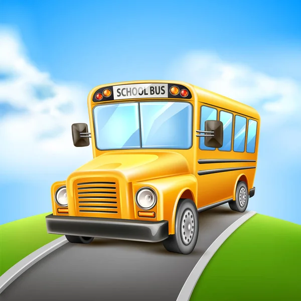 Vector realistic school bus yellow usa vehicle — Stock Vector