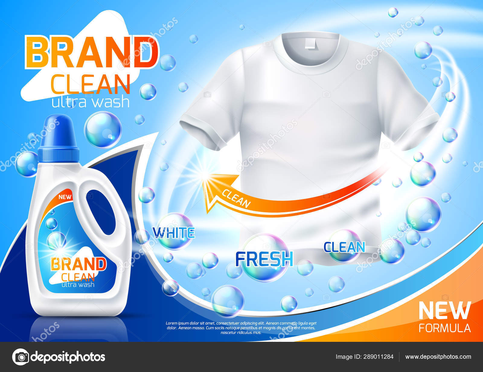 Download Vector Realistic 3d Laundry Detergent Ad Mockup Stock Vector Royalty Free Vector Image By C Irinabelokrylova 289011284