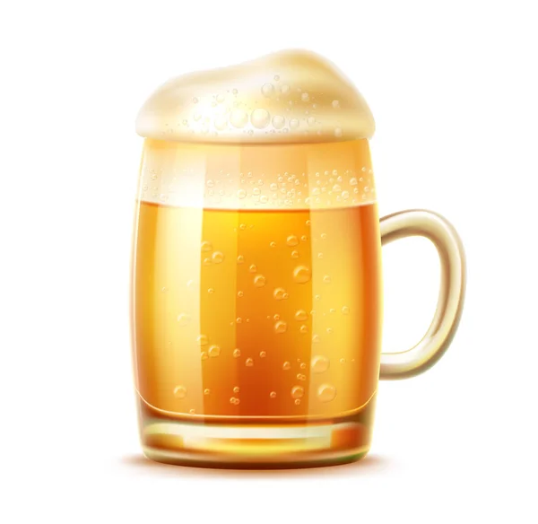 Векторно-реалистичная кружка пива с пивом — стоковый вектор