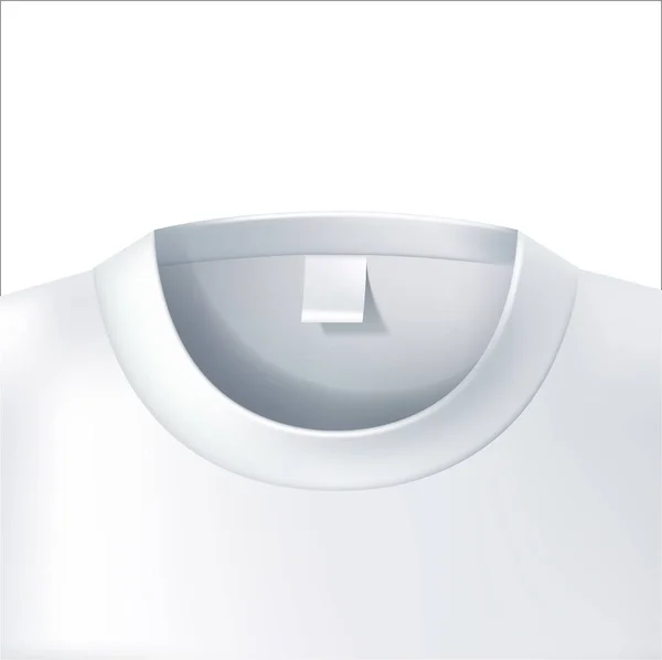 Vector 3d t shirt collo primo piano bianco mockup — Vettoriale Stock