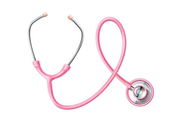 矢量 3d 粉红色听诊器乳腺癌意识 — 图库矢量图片