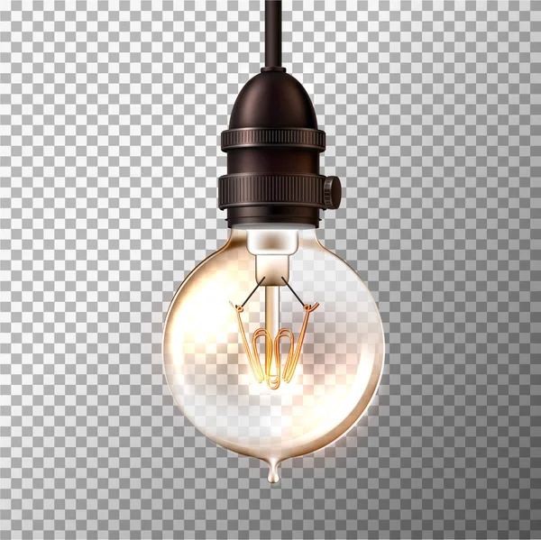 Vector retro light bulb on transparent background — Stock Vector