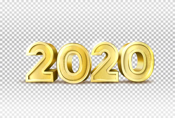 Vector 2020 año nuevo vacaciones números de oro 3d — Vector de stock