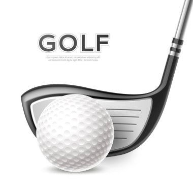Vektör golf turnuva poster golf kulübü ve topu
