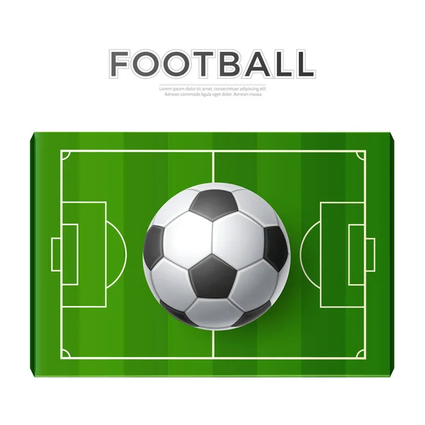 Patio de fútbol vectorial. 3d verde campo de fútbol — Vector de stock