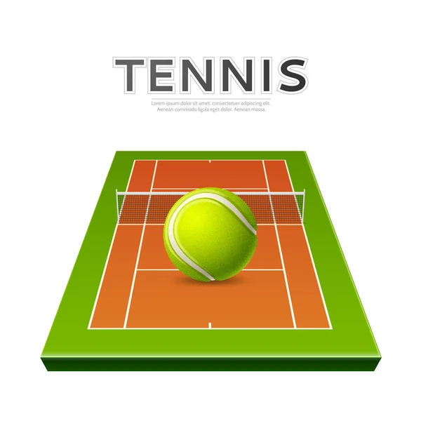 Векторный реалистичный теннисный мяч на игровой площадке — стоковый вектор