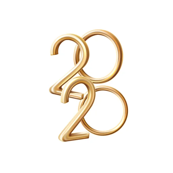 ベクトル2020新年休日3Dゴールデンナンバー — ストックベクタ