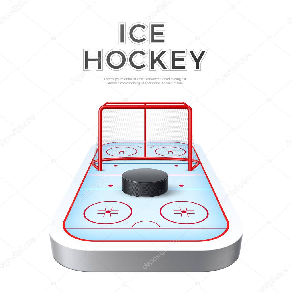 Vector ice hockey playground arena 3d icon