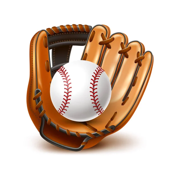 Векторный бейсбольный чемпионат 3d мяч, перчатка — стоковый вектор