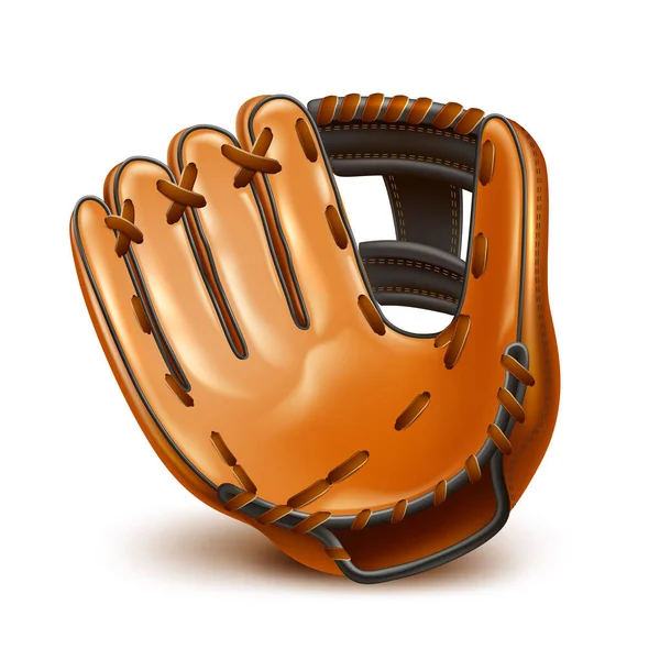 Векторная бейсбольная листовка 3D кожаная перчатка — стоковый вектор