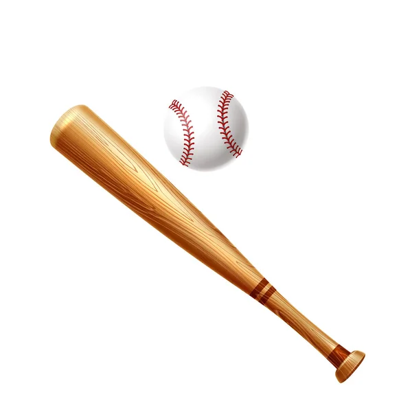 Вектор реалістична бейсбольна бита і м'яч для ставок — стоковий вектор