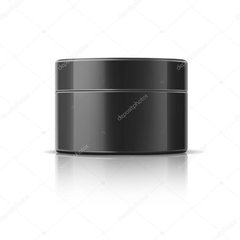 Vector realistic cosmetics jar black mockup bottle