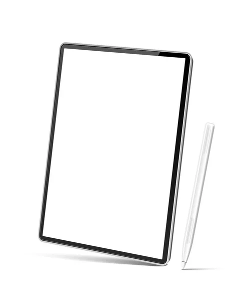 Vector realistisches Tablet mit Stift-Attrappe — Stockvektor