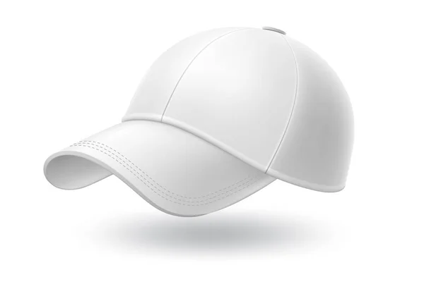 Vector realista gorra de béisbol blanco maqueta hasta — Vector de stock