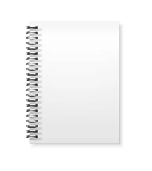 Vector espiral anillos cuaderno copybook mockup blanco — Vector de stock