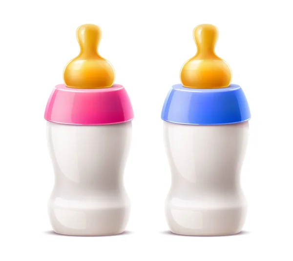 Vector realistic newborn baby bottle with nipple — Stock Vector