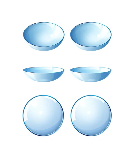 Lentes de contacto realistas vectoriales azul juego de maquetas — Vector de stock