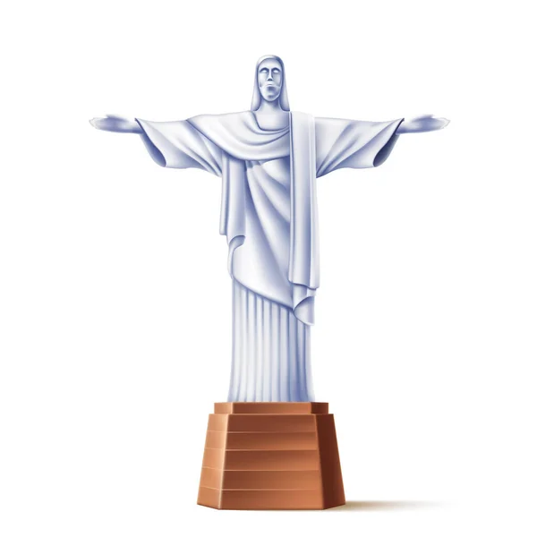 Vector realista Cristo redentor estatua de rio — Vector de stock