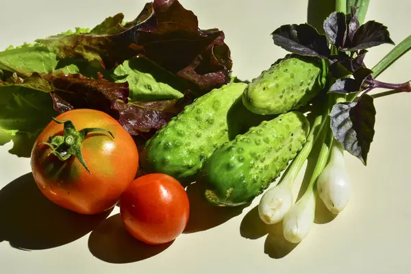 Composição Vegetais Frescos Alimentos Dieta — Fotografia de Stock