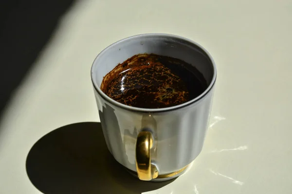 Black Coffee Coffee Cup Top View Isolated White Background — Stock Photo, Image