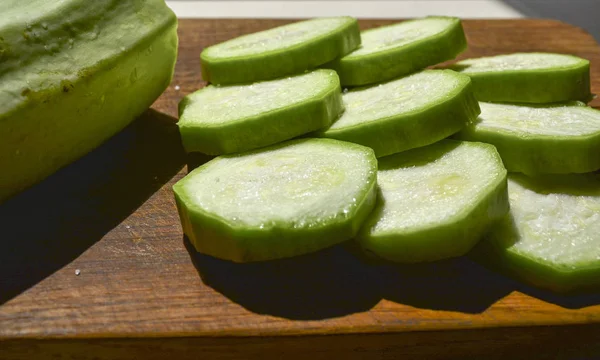 Fresh Zucchini Wooden Background — Stock Photo, Image