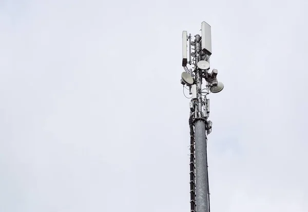 Technology on the top of the telecommunication GSM. Masts for mobile phone signal. Tower with antennas of cellular communication .