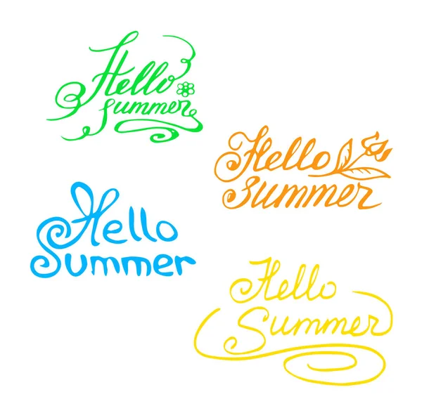 Veelkleurige hand getekende opschrift Hello, Summer! Geïsoleerd op w — Stockfoto