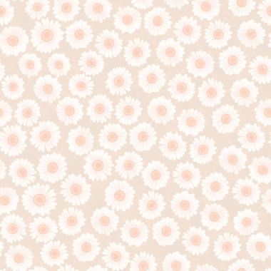 Papatya ile dikişsiz çiçek desen. Hafif pastel arka plan.