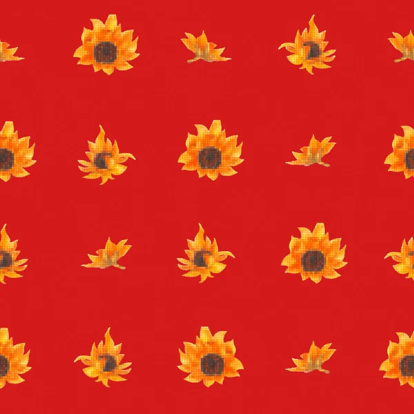 Helles, nahtloses Muster mit Sonnenblumen. handgezeichnete Aquarellblumen. Hintergrund für Textilien, Verpackung und Dekoration. — Stockfoto