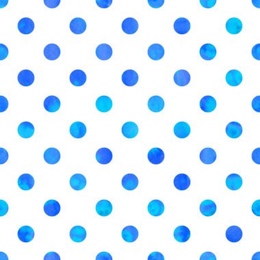 Polka Nokta Dikişsiz Texture.Blue suluboya daireler.