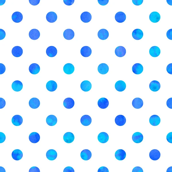 Polka Dot Texture.Blue sem costura círculos aquarela . — Fotografia de Stock