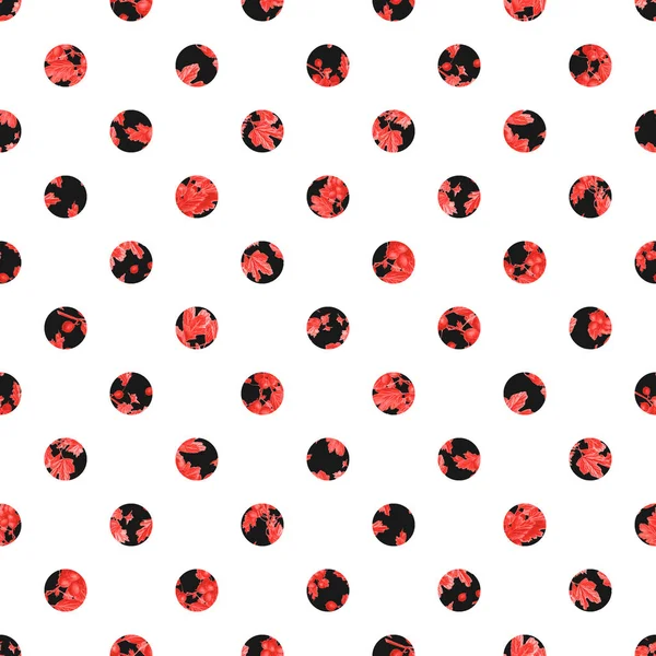 Punkt nahtlose Textur. schwarze und rote Kreise. weißer Hintergrund. — Stockfoto