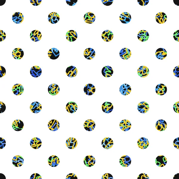Polka Dot sömlös textur. svarta fläckar med färgglada linjer. — Stockfoto