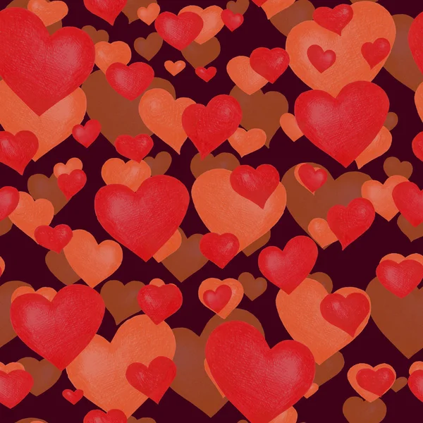 Любовь - это безморская текстура. Красный бесшовный рисунок с красными сердцами, изолированными на белом . — стоковое фото