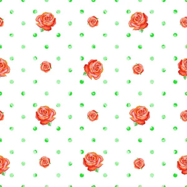 Nahtlose Tupfen-Textur mit roten Rosen unterschiedlicher Größe. — Stockfoto