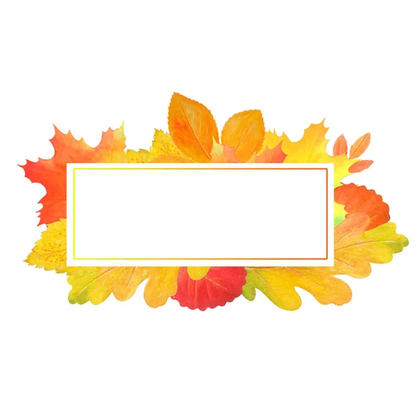Colorful autumn frame in beautiful style isolated on white.