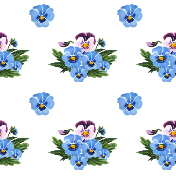 Padrão sem costura com Pansies isolado no fundo branco . — Fotografia de Stock