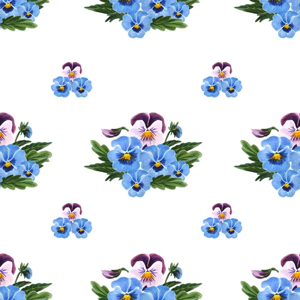 Seamless pattern with Pansies isolated on white background. — Stock Photo, Image