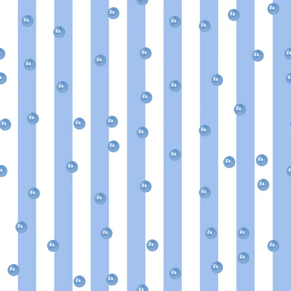Біло-синій смугастий безшовний візерунок з круглими перлами . — стокове фото