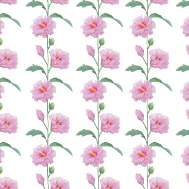 Bir dal üzerinde pembe çiçeklerin dikişsiz deseni. 