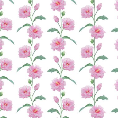 Bir dal üzerinde pembe çiçeklerin dikişsiz deseni. 