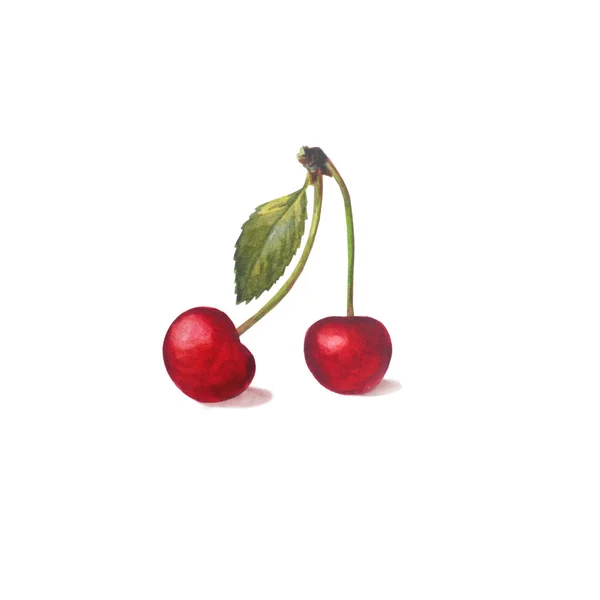 Red cherry isolated on a white background. — Stock Photo, Image
