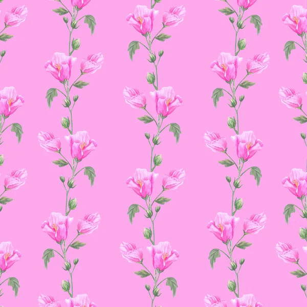 Bezszwowy wzór różowych kwiatów na gałęzi. — Zdjęcie stockowe