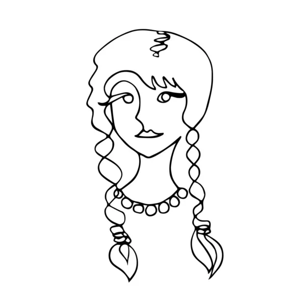 Female Face Drawn One Continuous Line Abstraction Minimalist Vector Illustration — Stock Vector