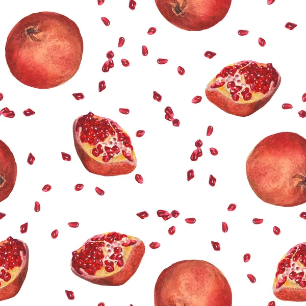 Seamless botanical pattern with red fruits on a white background — Stock Photo, Image