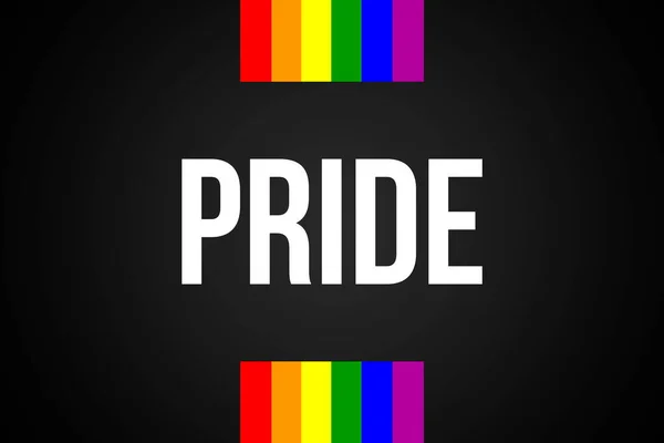 Duhová Vlajka Lgbt Pýcha Slovo Černé Bílým Pozadí Koncept Gay — Stock fotografie
