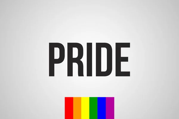虹色の旗を下に 白を基調とした黒のプライドワード Lgbtの概念ゲイ プライド ステッカー プリント ロゴタイポグラフィのデザイン — ストック写真